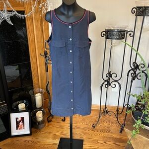 Abercrombie & Fitch Navy Blue Sleeveless Dress with Red Trim